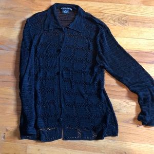 Crocheted black cardigan